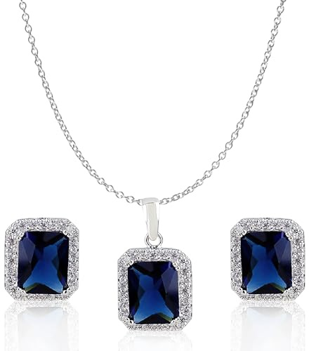 Crystalline Azuria Schmuck-Set für Damen Hochzeit Schmuck-Set mit Halskette und Ohrringe für Braut - Zirkonia Kristalle Brautjungfer Schmuck