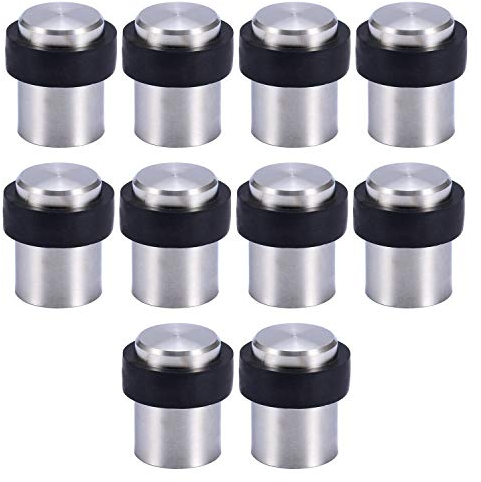 10 x Türstopper aus Edelstahl für Bodenmontage (Zum Schrauben/Bohren) Edelstahl-Design Tür Stopper Puffer ø32mm, 45mm Hoch