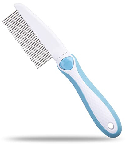 Professional Stainless Steel Grooming Comb for Dogs & Cats - Detangler for Long/Curly Hair, Removes Tough Mats, Knots & Tangles - Pain-Free Undercoat Deshedding Tool for DIY Pet Grooming