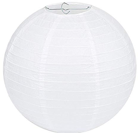 LIHAO Lampenschirm Rund Weiß Papier Laterne Classic Bamboo Style Gerippter Lampenschirm Deko für Party Garten Hochzeit Dekoration (25 cm, 10)