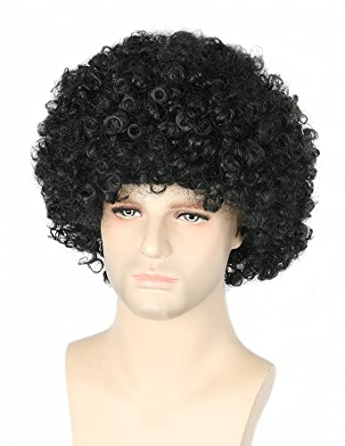 Topcosplay Afro Wig for Men 80s 70s Wigs for Men Disco Wig Blonde Brown Short Curly Wig for Halloween Cosplay