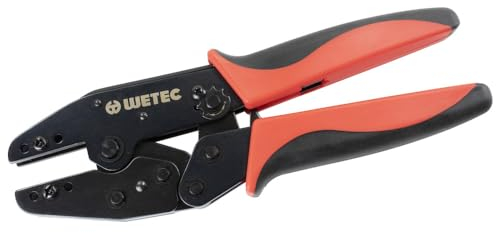 WETEC Pince à sertir, pince à sertir sans insert, (insert de sertissage pour profilés de presse) Longueur : 229 mm, avec cliquet automatique et déverrouillage d'urgence, pression de compression