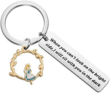 SEIRAA Alice Gift When you Can't Look on the Bright Side I Will Sit With You in The Dark Alice Gift, Portachiavi Alice, 0