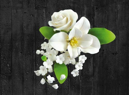 COXIMUS backen und mehr Zuckerblumenboquet Lilie | Tortendekoration zur Hochzeit und Geburtstagen | 1 Stk | ca. 210 x 105 mm | Tragantzucker | Lilie | Zuckerblume
