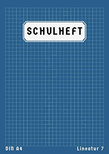 Schulheft Din A4 Lineatur 7: Kariert Ohne Rand | 50 Blatt | Rechenheft Klasse 2 Lineatur 7 Klasse 1 | Schreibheft 7 | Blau
