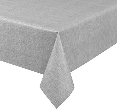 Wachstuchtischdecke, Leinen grau, abwischbar Wachstuch Tischdecke ECKIG RUND OVAL, Größe wählbar (Eckig 140x180 cm)