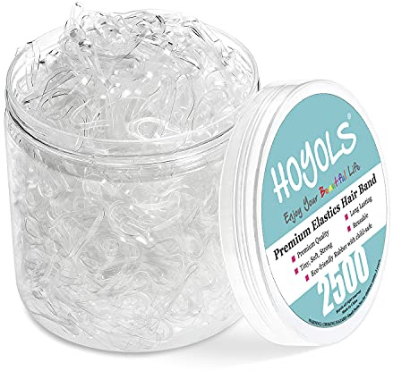 HOYOLS Clear Elastic Hair Bands, 2500 Small Rubber Bands Braids for Girls Kids Women Non-Slip Tiny Soft Hair Ties Accessories Value Pack TPR