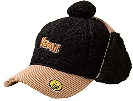 Vobozeany Chapeau Hiver Chaud Enfants Casquette de Baseball Ajustable Bonnet avec Visière Mignonne Coupe-Vent Oreillette Beanie pour Filles Garçons 3-10 Ans