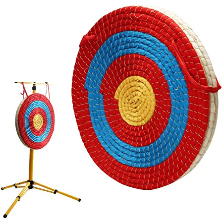 SOPOGER Archery Target for Backyard Adult, Easy Arrow Removal Bow Target, Durable Bow and Arrow Target for Youth Outdoor Shooting Practice (Straw Target Red)