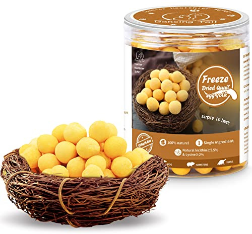 Dancing Tail Freeze Dried Cat and Dog Treats, Limited Ingredient Quail Egg Yolk Healthy Tasty Snacks for Training 8.8 Ounce