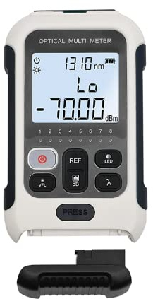 QIIRUN TM570 Misuratore di Potenza 3 in 1 Alimentato da Batteria Ricaricabile, Power Meter Fibra Ottica con Localizzatore di guasti visivi VFL e Inseguitore di Cavi RJ45
