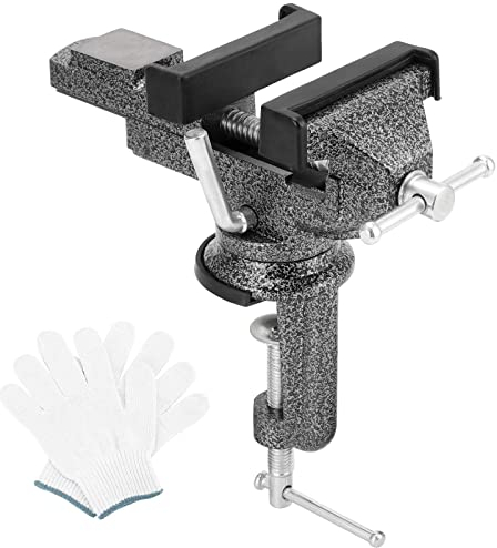 KOHAND Universal Table Vise 3 Inch/76mm, 360° Swivel Base Bench Clamp, Mini Portable Work Bench for Woodworking, Metalworking, Drilling, Black