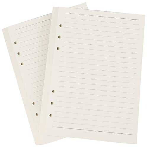 A5 Filler Paper, 6-Hole Punched for 6-Ring Binders, 8mm Ruled Loose Leaf Paper,14.2 x 21.1cm Inserts Paper, 80 Sheets/160 Lined Pages, Beige