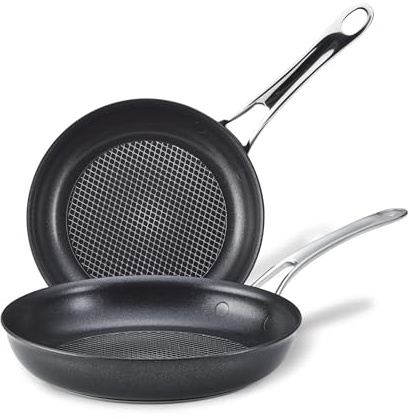 Anolon X Aluminum Nonstick Cookware Frying Pans/Skillet Set, 8.25 Inch and 10 Inch - Dark Gray