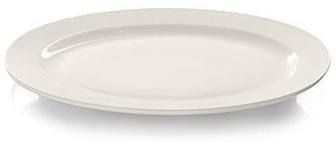 Modermo Piatto Piano in Porcellana, Diametro Ø 30 cm, linea Prima, Bianco, Elegante, Piatto per Colazione, Pranzo e Cena, Porcellana di Alta Qualità, Lavabile in Lavastoviglie