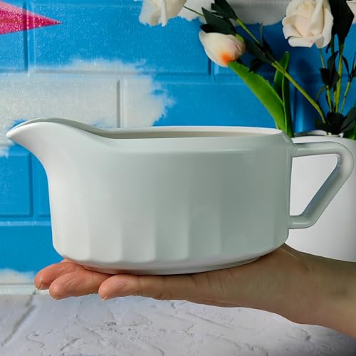 TripDock Large Capacity Gravy Boat-24 Oz Thanksgiving Farmhouse Gravy Boat/White-Perfect Addition to Your Holiday Table Setup