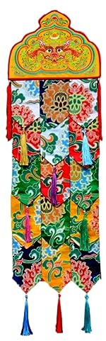 1 bandera budista tibetana de 80 cm, flor de loto, bandera colgante auspiciosa, decoración de salón budista para el hogar