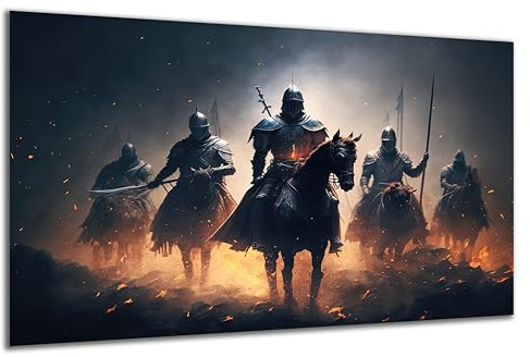 DARO Design - Wand-Bild auf 6mm HDF 84x56 cm Ritter auf Pferden - Wand-Deko Bilder Geschenk