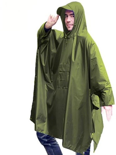 Bomence Regenponcho Herren Fahrrad, XXL Regencape wasserdicht, für Wandern, Outdoor und Fahrradfahren (DE/NL/SE/PL, Alphanumerisch, XXL, Regular, Tall, Grün)