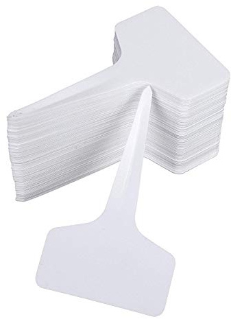 Miya 300 Stück Plastik Pflanzenstecker Weiß Kunststoff Pflanzenschilder Wetterfest, Plastik Stecketiketten Etiketten für Pflanzen (T-Form)