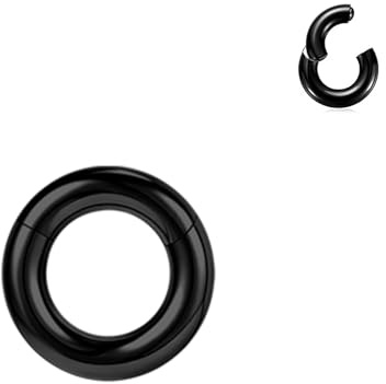 BodyAce Schwarz Segmentring Nasen Clicker 2G 4G 6G 8G 10G 12G PA Rings BCR | Helix Tragus Barbells Chirurgenstahl Nasenring Septum Piercings Schmuck