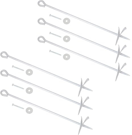 6X Bodenanker zum Eindrehen 50 cm Stahl verzinkt Erdanker 10 mm mit 10 cm Drehteller inkl. M8x70 Schraube für Schaukel Spielturm Pavillon Zelt