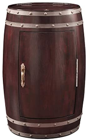 Bodega Independiente, Vitrina Vintage Con Barril De Vino, Barra De Hielo Integrada Con Temperatura Ajustable, Pantalla Táctil Digital, Puerta De Vidrio Doble A Prueba De Rayos Uv,Black-65*65*96cm