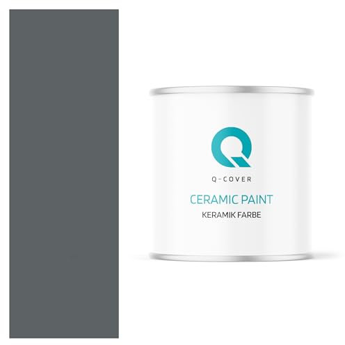 Q-COVER Keramik Farbe 2L (ca.14m²) Anthrazit Wandfarbe Innenfarbe Abwaschbar Klasse 1 Mattfarbe Deckenfarbe Scheuerfest Küche Bad Treppen Ceramic Hohe Deckkfraft