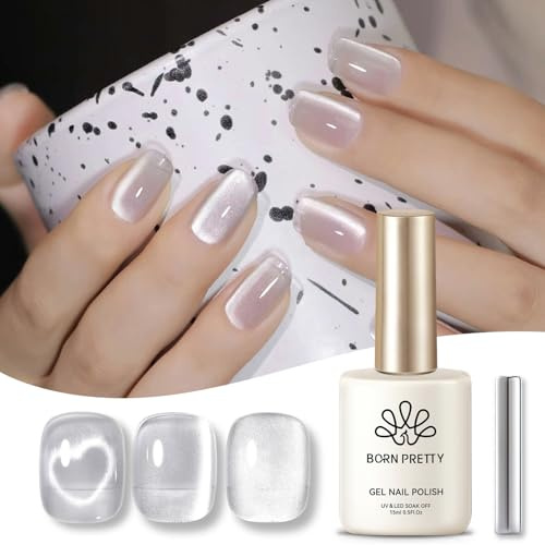 Born Pretty Cat Magnetic Eye Gel Weiße Auroras - U V Nagellack Mondlicht Gel Nagellack Maniküre und Nagelkunst DIY zu Hause