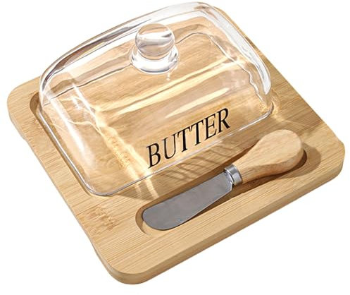 Glass Butter Dish with Lid,Glass Butter Dish | Butter Holder Covered Butter Dish Cheese Dome | Lemon Dome, Butter Tray, Dish with Lid for Q