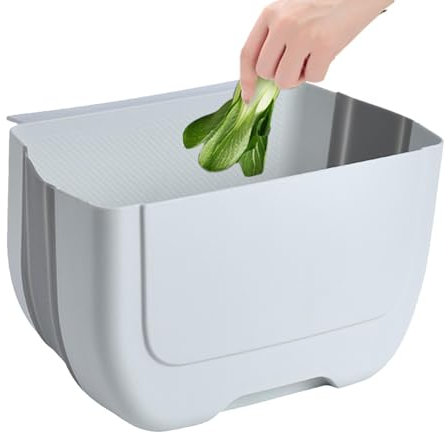 Cubo de basura plegable para puerta de armario, cubo de basura plegable montado en la pared, cubo de basura para mostrador de cocina, cubo de basura colgante, cubo de basura plegable, caja de polvo,