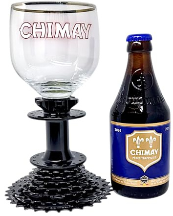 Chimay - Vaso con forma de engranaje para bicicleta, cáliz de cerveza trampa - Diseño único con desviador - Chimay