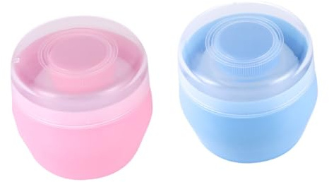 Holibanna Babypuderquasten Kasten 2 Stück mit Aufbewahrungsbehälter Weiche Plüschquasten Kompakte Puderbox aus Kunststoff für Kinder und Erwachsene Praktische Hautpflege für Sommer