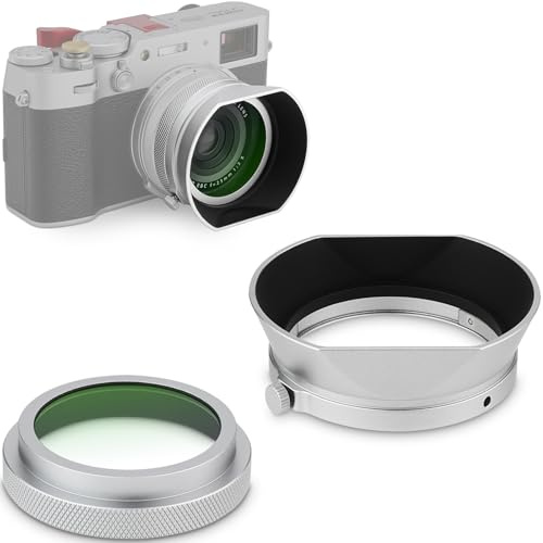 Haoge MC UV-Schutzfilter & quadratische Metall-Gegenlichtblende Objektiv für Fujifilm X100 Serie X100VI X100V X100F X100T Kamerazubehör Wasserdicht HD Optisches Glas UV-Filter