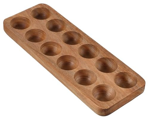 GLEAVI Portauova Da Cucina in Legno Di Acacia 12 Fori, Vassoio Portaoggetti Per Uova, Contenitore Da Banco Versatile Per Frigorifero, Organizzazione Pratica Per Cucina Domestica