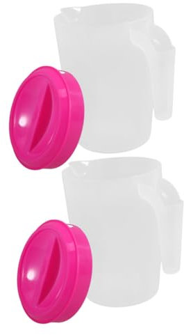 MAGICLULU 2pcs Plastic Cold Water Bottle Juice Container for Fridge Large Drink Pitcher Lid for Restaurants Bars and Home Use