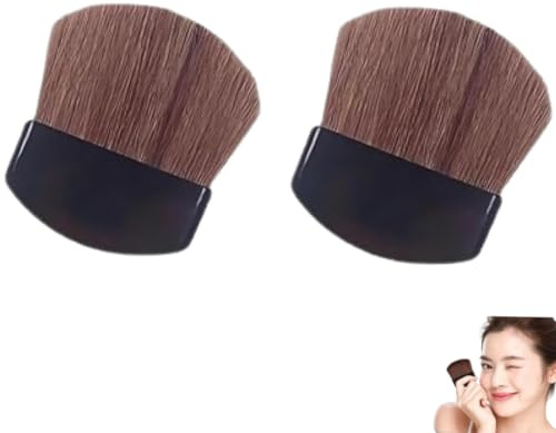 2 mini brochas de maquillaje para colorete en polvo, brochas de maquillaje de fibra sintética suave en ángulo para aplicación de rubor y contorno, herramientas de maquillaje