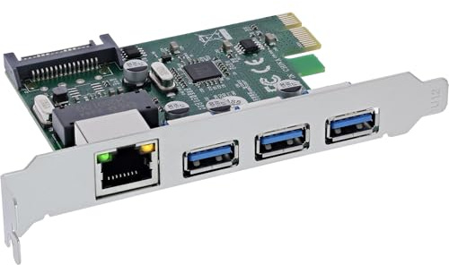 Inline Carte Combo réseau Gigabit et USB 3.2 Gen.1, 1 x RJ45, 3 x USB-A, PCIe x1, 51125R