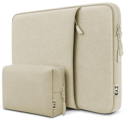 ZYB 15.6 Inch Laptop Notebook Sleeve Protective Case with Accessory Bag,Shockproof Waterproof Laptop Case 15.6 Inch for 15'' Lenovo ThinkPad IdeaPad Acer ASUS HP Dell Chromebook MacBook Pro 16,Beige