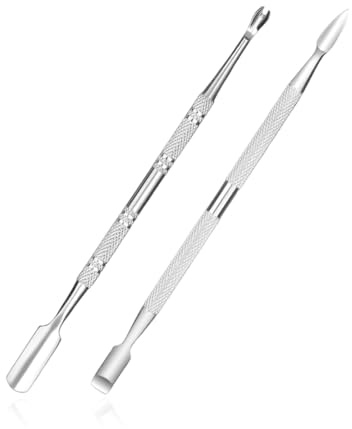 2 spingi cuticole professionali a doppia testa, strumenti per la cura delle unghie, rimuovi cuticole, solvente per smalto in acciaio inossidabile, raschietto per smalto in gel