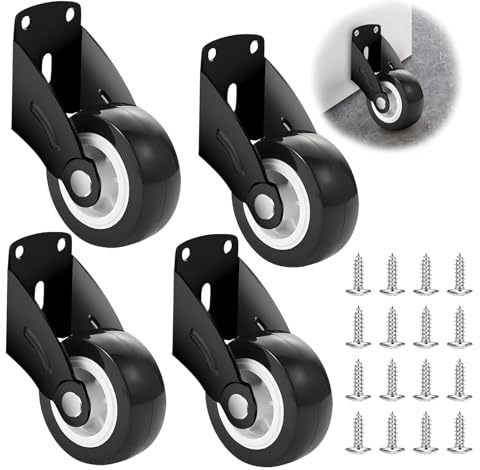 4 Stück Torrolle, Torlaufrolle, Torrad, Schiebetürrolle, Anti-Durchhang Stützrad, Seitlich Montierte Rollen, mit 16 Schrauben, für Türen, Schränke, Zäune, Gartentor—Schwarz