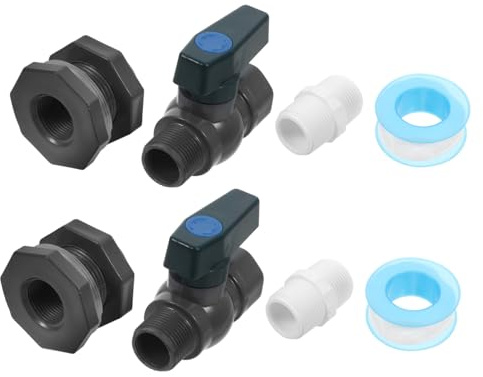 MOTHNUR Juego de 2 Kit Adaptador PVC para Barriles de Lluvia con Válvula de Cierre Resistente para Jardín y Accesorios de Agua