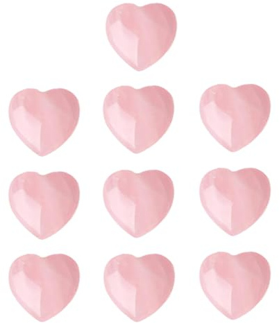 10Pcs Natural Rose Quartz Crystals Hearts, 20mm(Thickness: 6mm), Pink | Reiki Healing Crystals, Worry Stone for Anxiety Relief Meditation, Emotional Energy Balance
