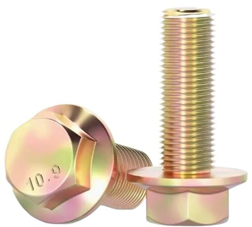 2/5/10 Stück M10 M12 M14 M16 Güteklasse 10.9 Farbe verzinkt Feingewinde Sechskantflanschschrauben Sechskantschrauben Vollgewinde/Teilgewinde(35mm,M10X1.25-full -10pcs)