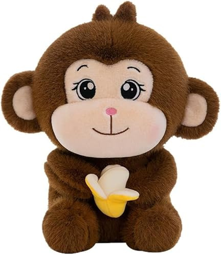 Peluche a forma di scimmia marrone,Morbido e Soffice Cuscino Monkey, Scimmietta Peluche Animali Pupazzo Decorazioni,Simpatico Scimmia Peluche Animali per Bambini Compleanno Giocattoli Regali