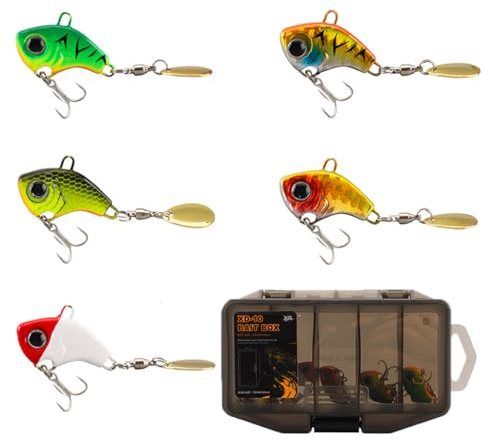 5 stycken fiskebeteset, alla vattenlager-serier, jiggspinnare/spinnarbait/spinnfiske/verklighetstroget fiskedrag för abborre, öring, gädda och gös