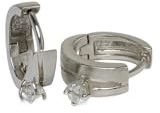 925 sterlingsilver, hopfällbar creoler med zirkon, 15,5 mm diameter, delvis matt, runda kreoler med solitär sten