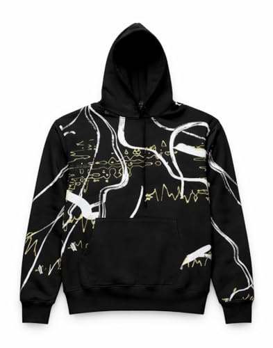 Craft Wear Studio Premium Heavyweight Hoodie with Neon Glitch Graphic, Black, 400 GSM Cotton Fleece, Oversized Fit, Streetwear Style