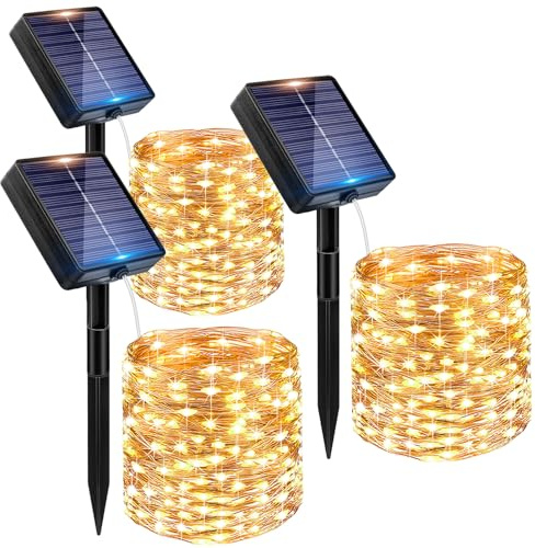 Peasur 3 Pack Solar Lights Outdoor Garden String, Total 36M/118FT 360 LED Solar Fairy Lights Outdoor Waterproof IP65, 8 Modes Copper Wire Solar Tree Lights for Yard Patio Party Christmas, Warm White
