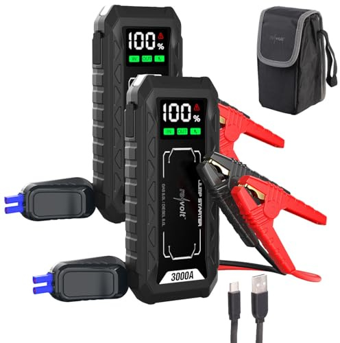 revolt Pkw Starthilfe-Powerbank: 2er-Set 3in1-Kfz-Starthilfe & Powerbank 20 Ah, 3.000 A, 60 W PD, QDSP (Autobatterie, Akku, Auto)